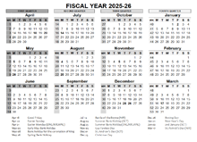 2025-26 Fiscal Year Calendar UK Template