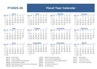 2025-26 Fiscal Year Calendar Template UK