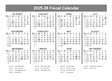 2025-2026 Fiscal Year Quarters Template