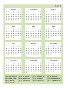 2025 Annual Calendar Design Template