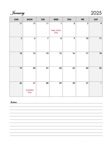 2025 Australia Calendar Template Large Boxes