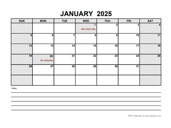 2025 Blank Calendar PDF