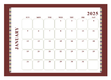 2025 Calendar Template Large Boxes