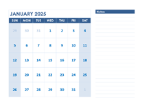 2025 Blank Printable Calendar