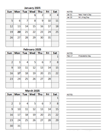 2025 Blank Printable Calendar