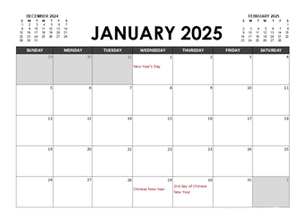 2025 Calendar Planner Malaysia Excel