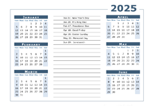 2025 Calendar Template 6 Months Per Page