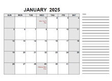 2025 Calendar with Indonesia Holidays PDF
