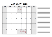 2025 Calendar with Malaysia Holidays PDF