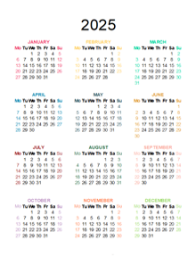 2025 Colorful Yearly Excel Calendar