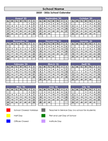 2025 Customizable Yearly Calendar Aug-Jul