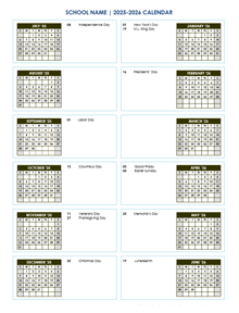 2025 Editable Yearly Calendar Jul-Jun