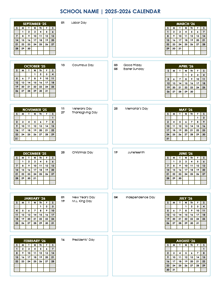 2025 Editable Yearly Calendar Sep-Aug