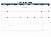 2025 Excel Calendar Spreadsheet Template