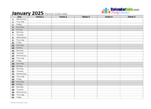 2025 Monthly Planner Template