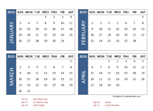 2025 Four Month Calendar with Ireland Holidays