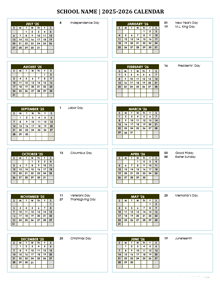 2025 Free School Yearly Calendar Jul