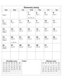2025 Julian Day Calendar