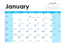 2025 Julian Monthly Calendar