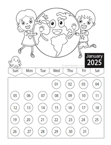 2025 Kids Coloring Book Calendar