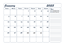 2025 Monthly Blank Calendar Template