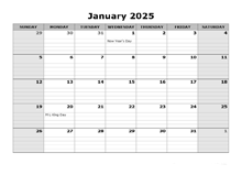 2025 Monthly Calendar With Daily Notes