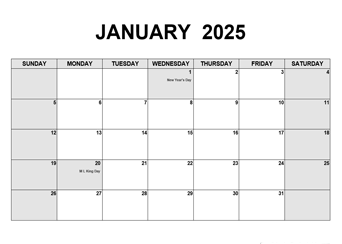2025 Monthly Calendar PDF