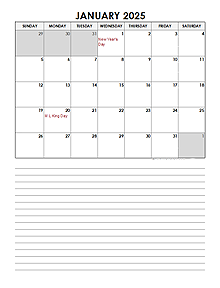 2025 Monthly Excel Template Calendar