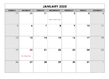 2025 Monthly Large Calendar Holidays