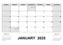 2025 Monthly Planner with Australia Holidays