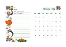 2025 Monthly Word Calendar Design Template