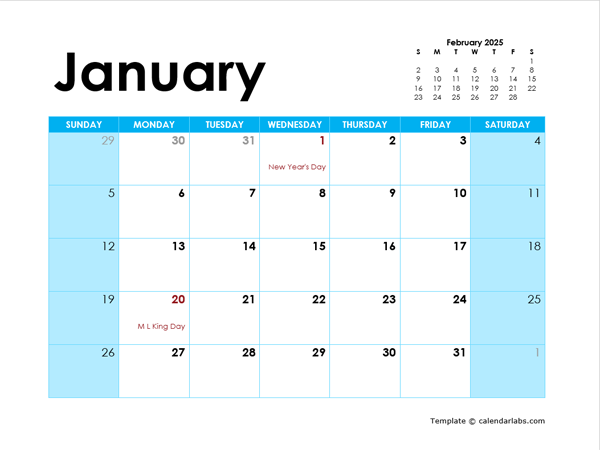2025 PDF Calendar Blank Month