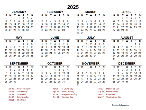 Free 2025 PDF Calendar Templates - CalendarLabs