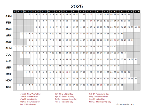 Free 2025 PDF Calendar Templates - CalendarLabs