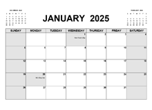 2025 Printable Calendar PDF