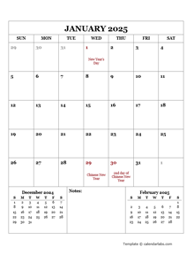 2025 Printable Calendar with Singapore Holidays  