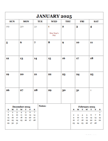 2025 Printable Calendar with UAE Holidays