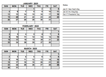 2025 Printable Calendar With Notes