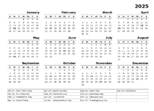 2025 Printable Yearly Design Calendar