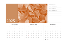 2025 Quarterly Three Month Template