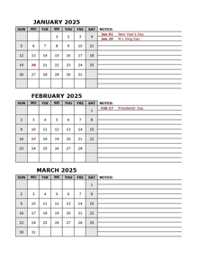 2025 Quarterly Word Calendar With Holidays