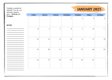2025 Student Calendar With Note Space