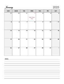 2025 Thailand Calendar Template Large Boxes