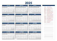 2025 UK Annual Calendar with Holidays
