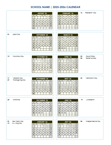 2025 Vertical Yearly Calendar Aug-July