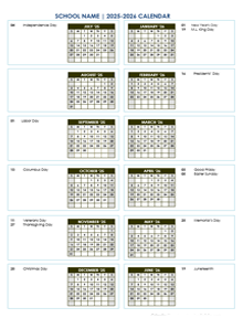 2025 Vertical Yearly Jul-Jun Calendar