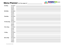 2025 Weekly Menu Planner