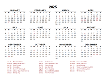 2025 Year at a Glance Calendar with Australia Holidays