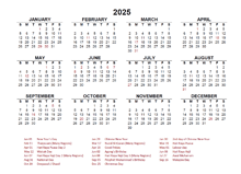 2025 Year at a Glance Calendar with Malaysia Holidays