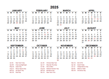 2025 Year at a Glance Calendar with Philippines Holidays